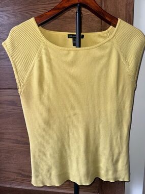 august silk Sunny Yellow Ribbed Cap Sleeve Top